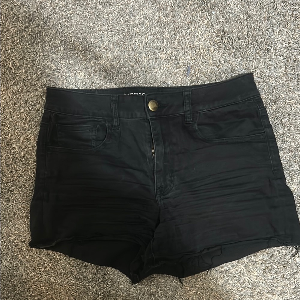 American Eagle Outfitters Black Jean Shorts High-Waisted Cut-Off